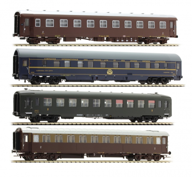 Set of 4 cars of Rome Express train Paris - Rome(Set 1) Limited Edition<br /><a href='images/pictures/ACME/242581_c.jpg' target='_blank'>Full size image</a>